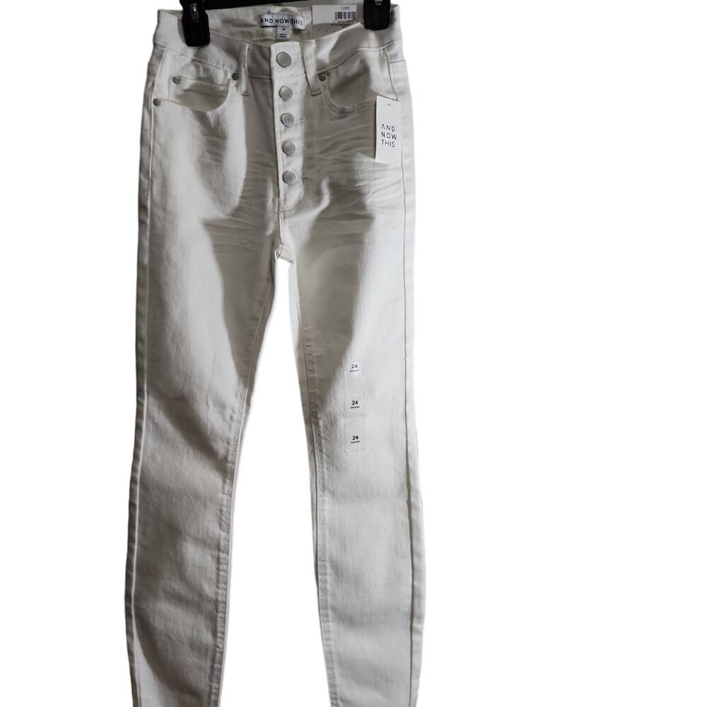 Women’s And Now This White, 24 Skinny 5 Silver button down, Ragged cuffs…